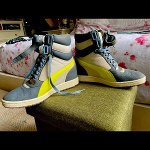 NEON PUMA WEDGE HEELED SNEAKERS